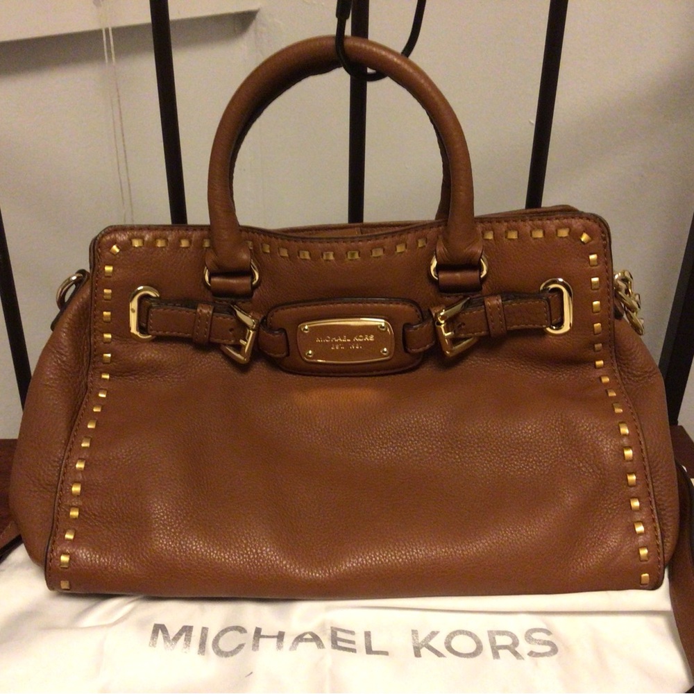 Michael Kors Tan Satchel with Gold Accents